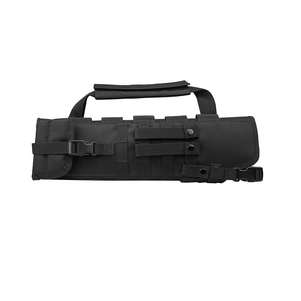 NcSTAR SBS/AOW Short Barrel Scabbard featuring MOLLE webbing and adjustable straps for secure firearm transport.