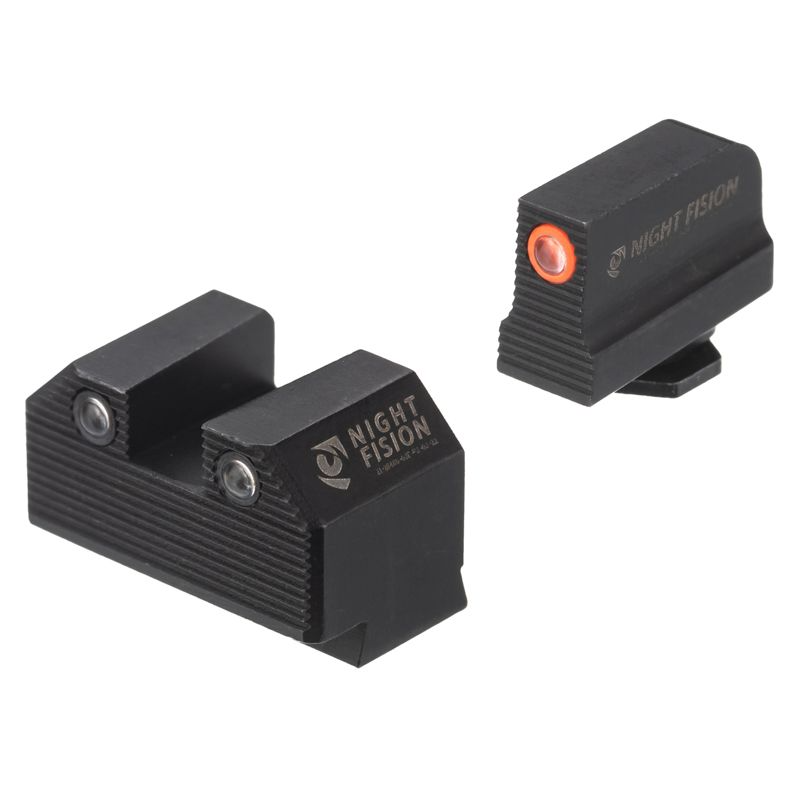 Night Fision Stealth Night Sight Set for Glock 43/43X featuring bright Tritium aiming dots for improved visibility.