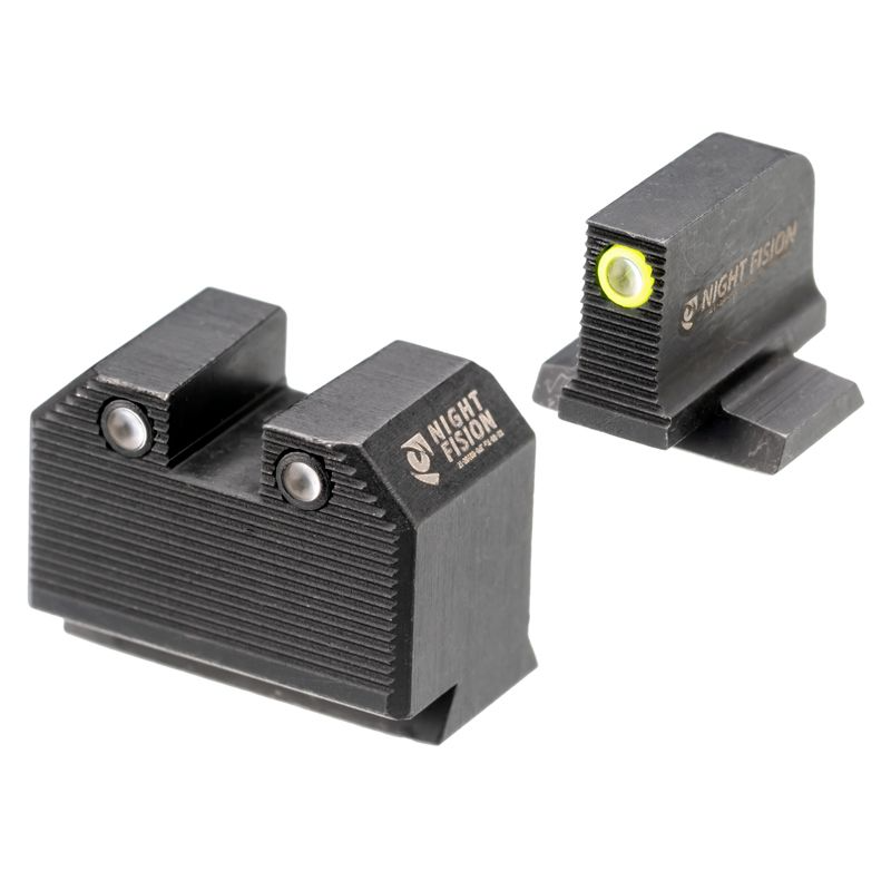 Night Fision Optics Ready Stealth Night Sight Set for S&W M&P, featuring bright Tritium aiming dots for enhanced visibility.