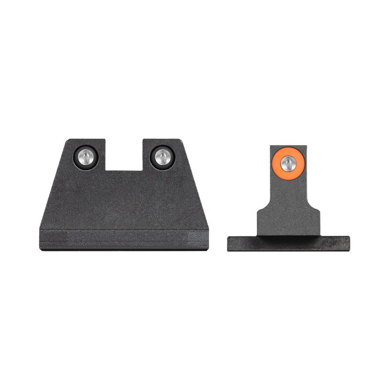 Night Fision Suppressor Height Night Sight Set for Sig P320/P365 showcasing two sight components in sleek black design.
