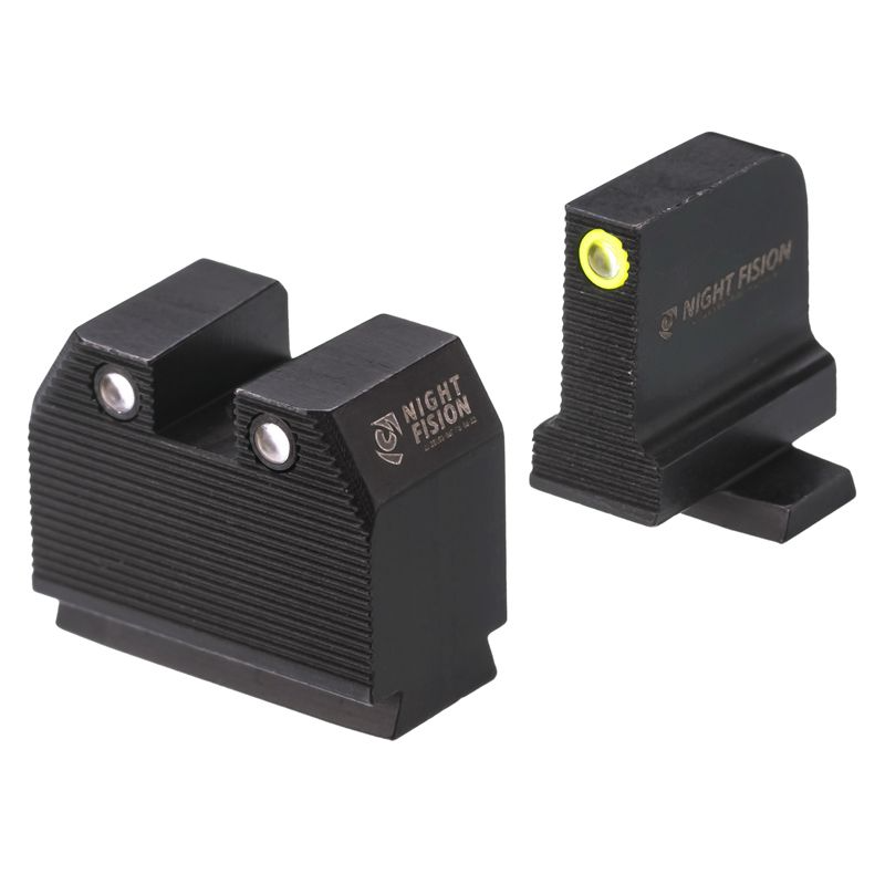 Night Fision Optics Ready Stealth Night Sight Set for Sig P320 featuring Tritium aiming dots and sleek black design.