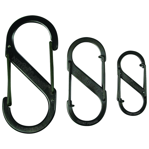 Nite Ize Dual Carabiner set showcasing three sizes, ideal for securing keys, gear, and outdoor accessories with ease.