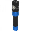 Nightstick metal dual-light rechargeable flashlight with blue accents, 900 lumens, compact and tactical design.