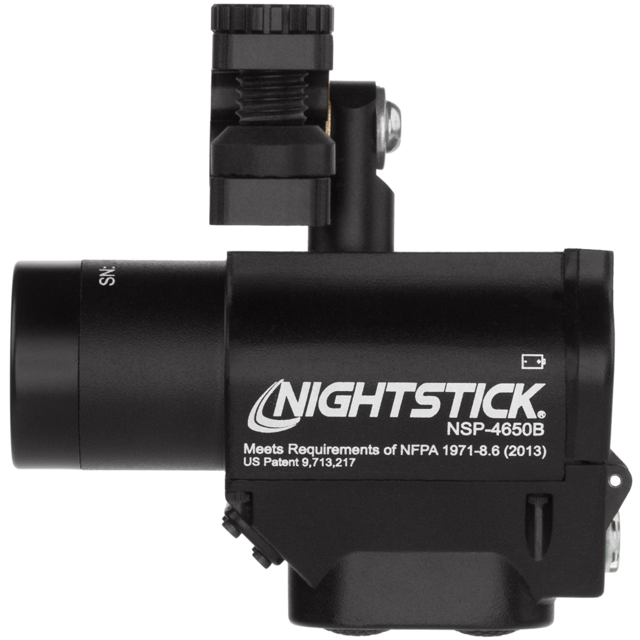 Left-side view of the Nightstick NSP-4650B helmet-mounted light