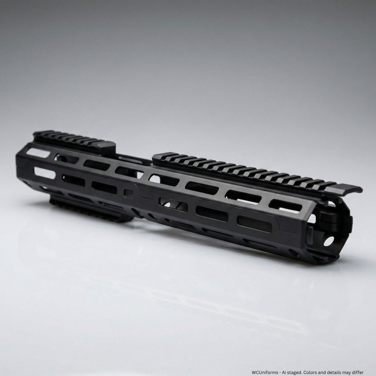 Black metal gun barrel on a gray background
