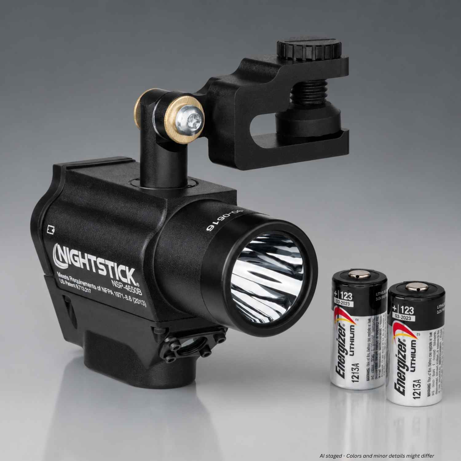 Nightstick FORTEM NSP-4650B helmet-mounted dual-light flashlight with pivoting clamp