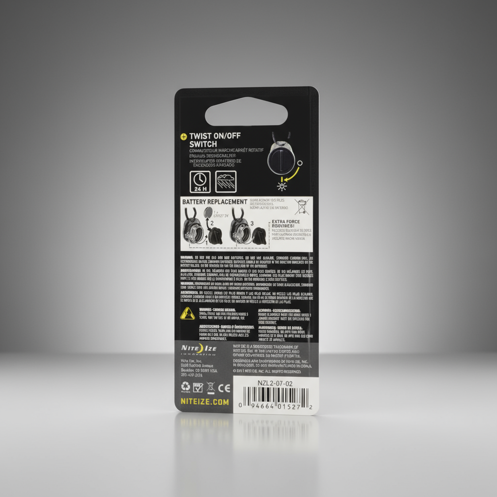 Back view of a product packaging with text and symbols on a gray background