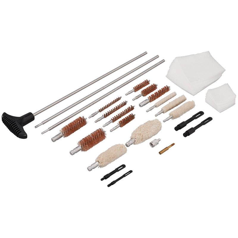 Set of cleaning brushes and tools on a white background