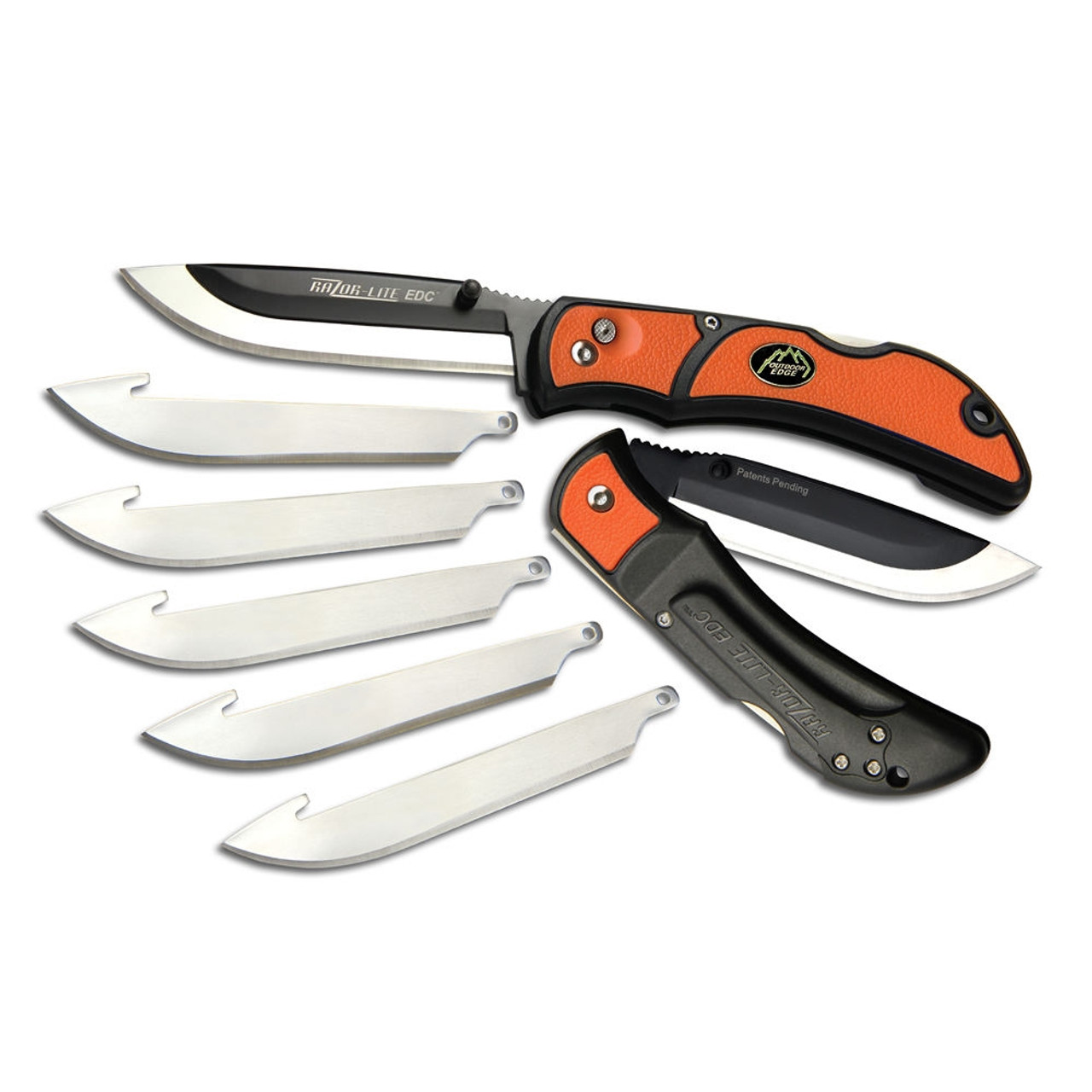 Outdoor Edge 3.5 RAZOR-EDC LITE in orange with six replaceable blades for versatile outdoor use.