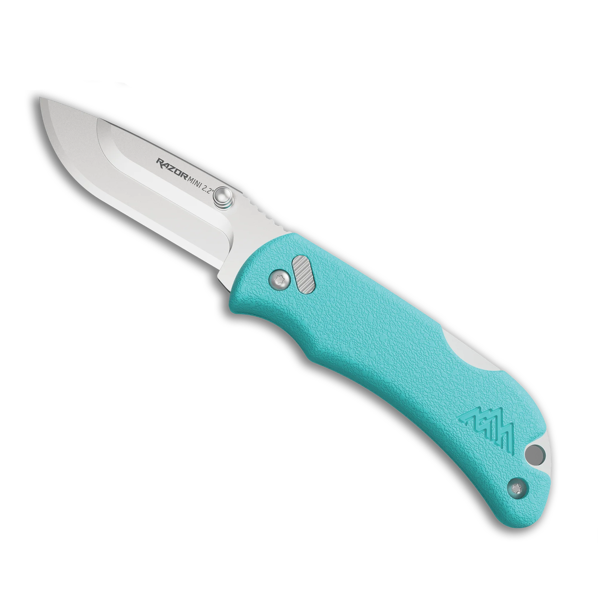 Outdoor Edge RazorMini pocket knife with turquoise handle and high-quality stainless steel blade.