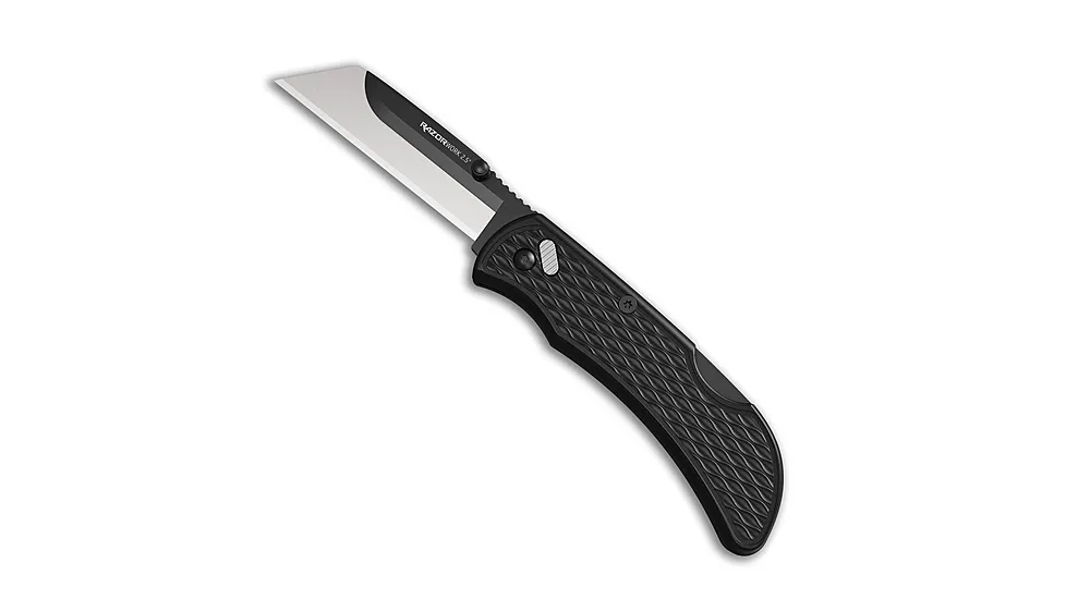 Outdoor Edge 2.5 RAZOR-WORK knife with black handle and stainless steel blade for outdoor and DIY tasks.