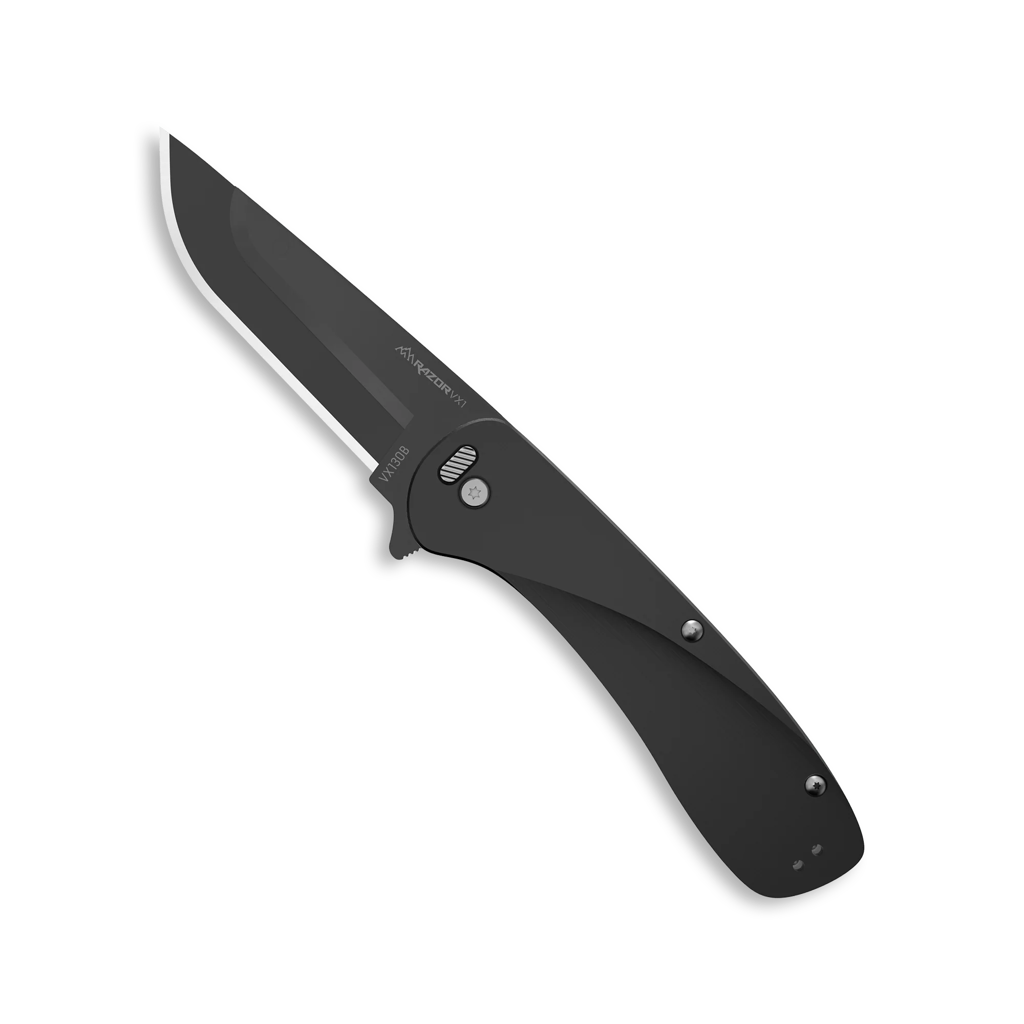 Outdoor Edge Razorvx1 Knife with black aluminum handle and sleek blade design, perfect for everyday carry and utility tasks.