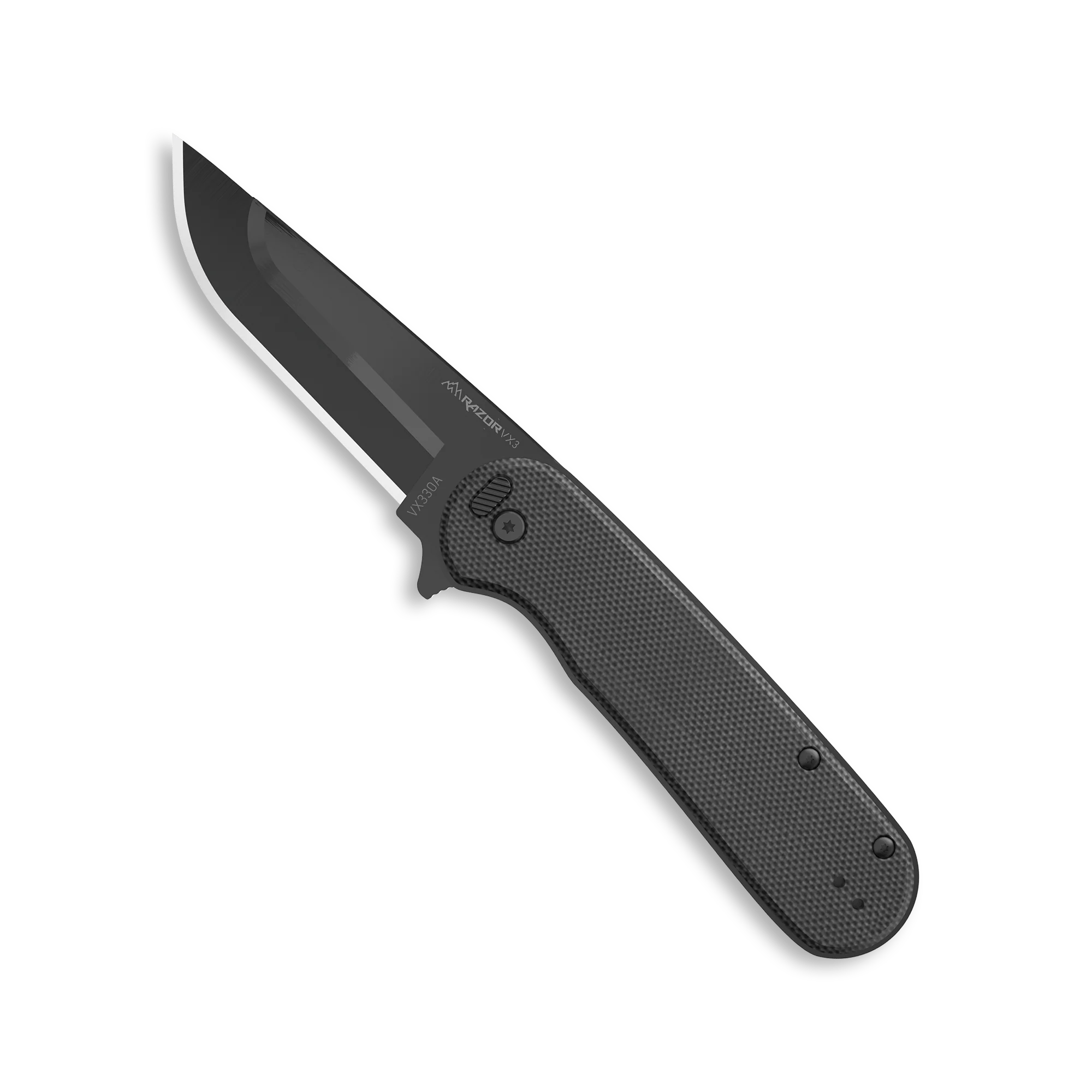 Outdoor Edge Razorvx3 Knife featuring durable micarta handle and sleek black stainless steel blade for everyday carry.
