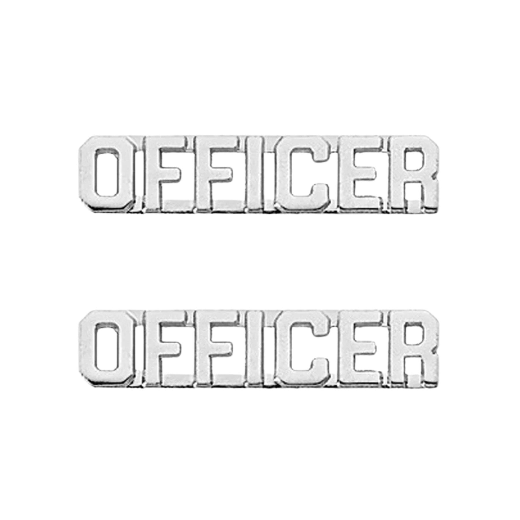"OFFICER" Collar Pins (Pair) in Nickel