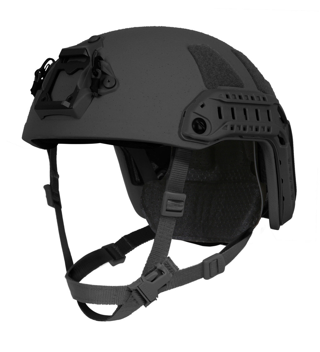Ops-Core FAST XR High Cut Helmet in black with adjustable straps and attachment points for tactical gear.