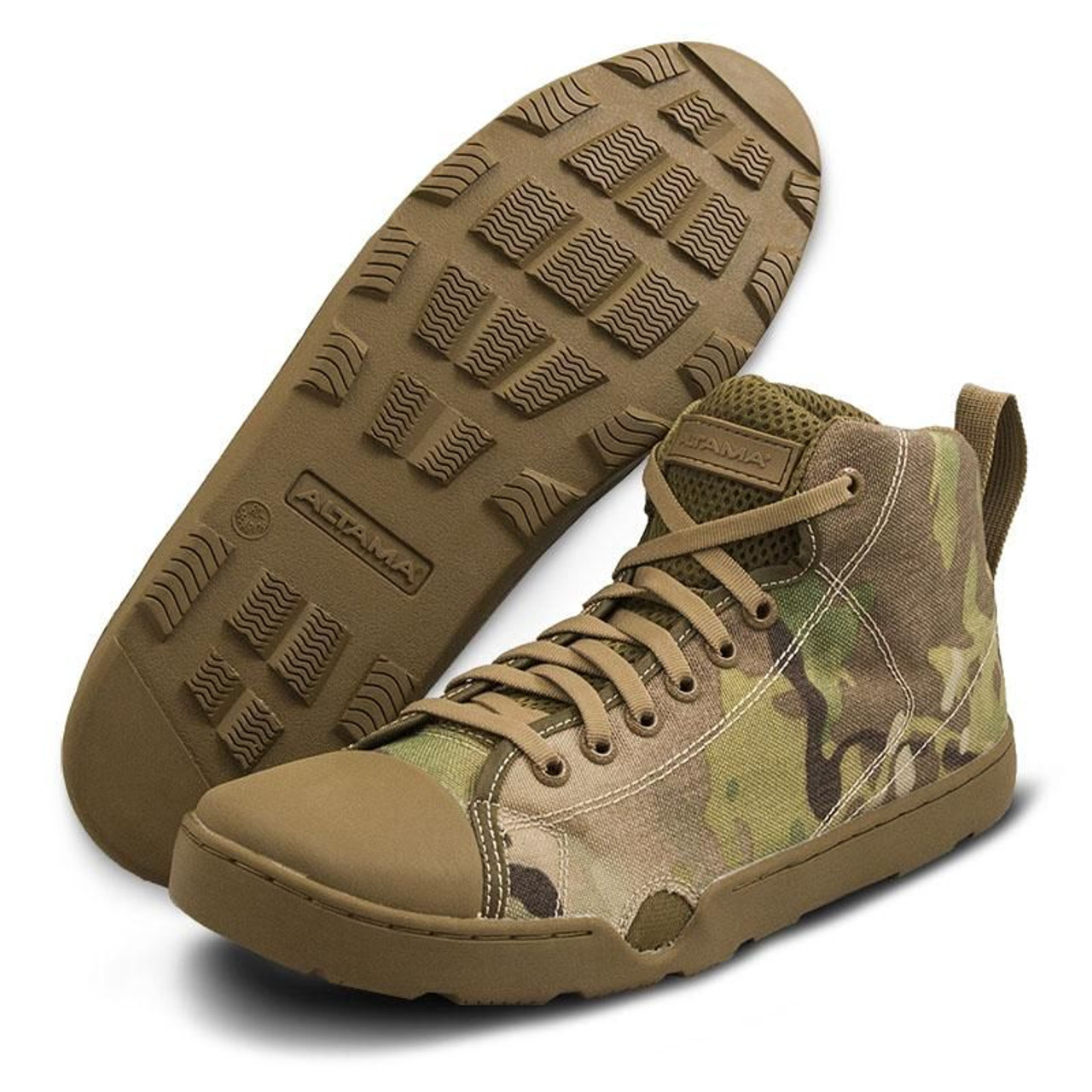 Altama OTB Maritime Assault Mid boots featuring camouflage design and durable sole, ideal for tactical water operations.