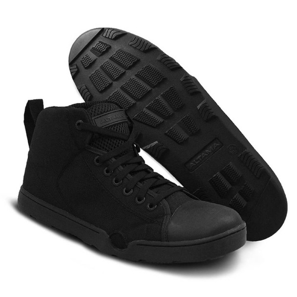 Altama OTB Maritime Assault Mid tactical boots, designed for water operations with durable black fabric and robust soles.