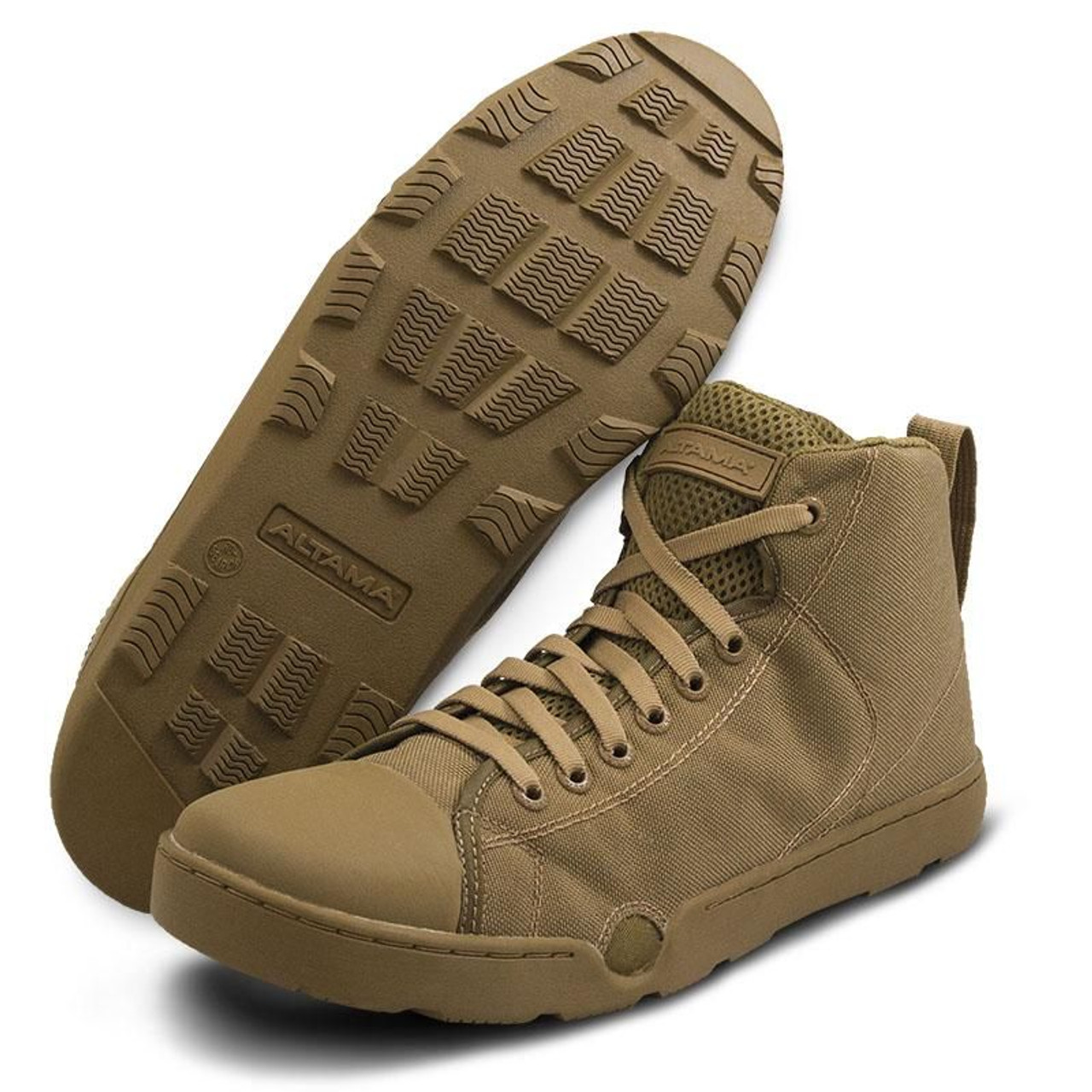 Altama OTB Maritime Assault Mid boot in tan color, featuring a durable sole and breathable design for tactical water operations.