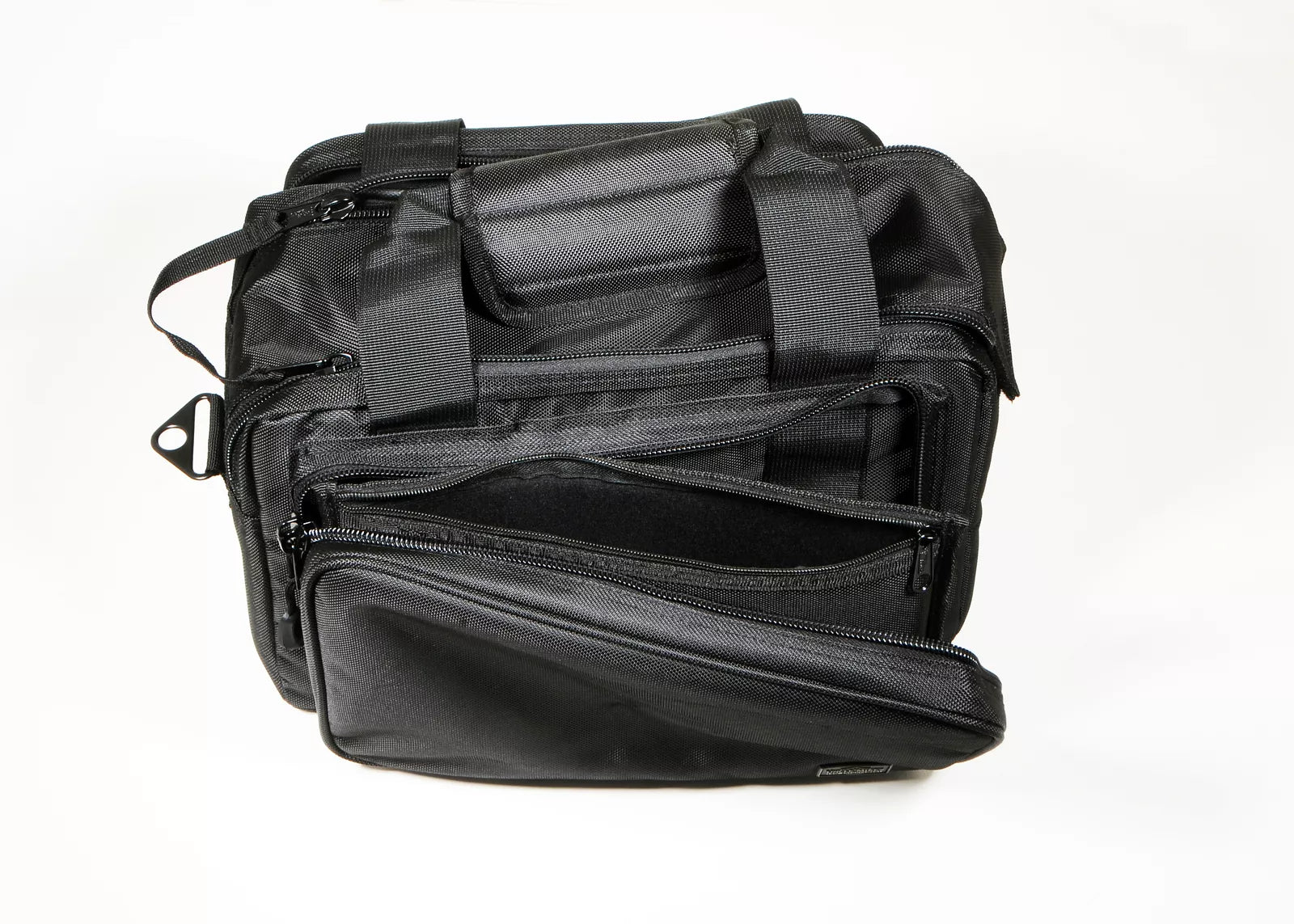 Black bag with multiple compartments on a white background. Uncle Mike’s Side-Armor 17in Deluxe Range Equipment Bag black 53411