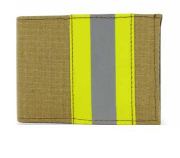 Firefighter Gold Matrix Bifold Wallet with Reflective Stripe and Badge Slot - Yellow