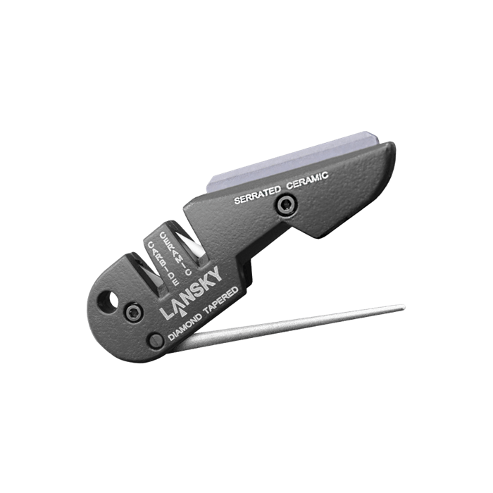 Lansky Blademedic® 4-in-1 Pocket Knife Sharpener PSMED01 - Compact field sharpener for regular, serrated, and guthook blades


