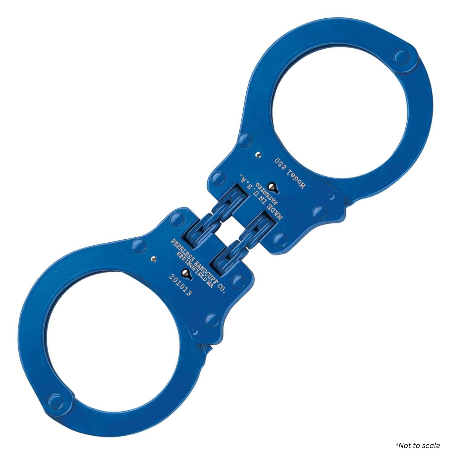 Peerless 850C colored hinged handcuffs in blue