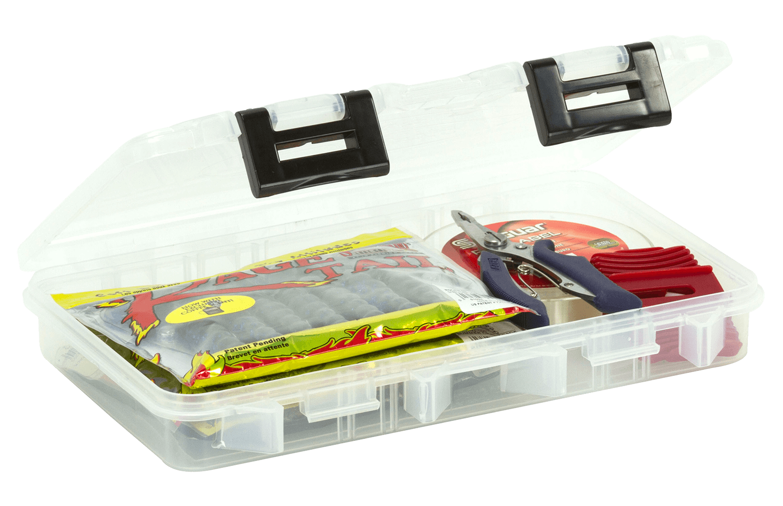 Plano 360710 ProLatch Open-Compartment Stowaway Tackle Box with clear lid and single large compartment for tools and bait storage