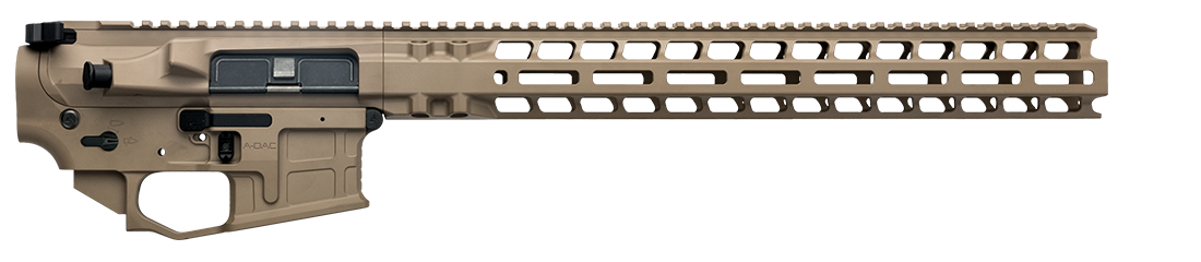 Radian Builder Kit featuring a lightweight, modular design with a tan hand guard and upper receiver for versatile builds.