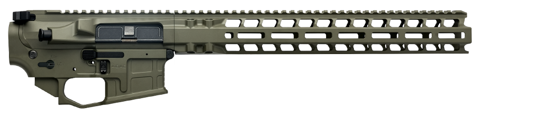 Radian Builder Kit featuring a sleek olive green design with a modular handguard and ambidextrous controls.