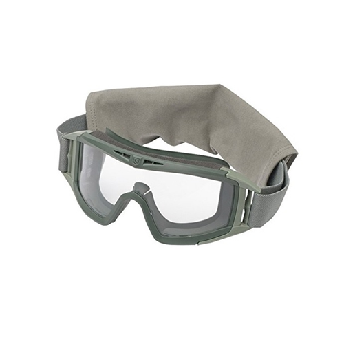 Revision Military Desert Locust Goggle Basic Kit with gray strap, offering superior eye protection and anti-fog lens technology.