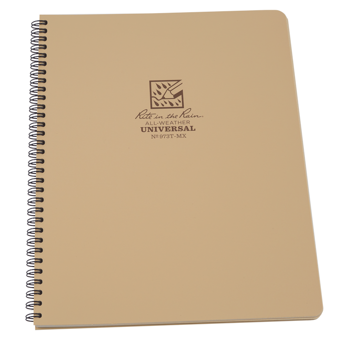 Rite in the Rain Side Spiral Notebook with Polydura cover, 8.75 x 11 inches, featuring a waterproof and durable design.