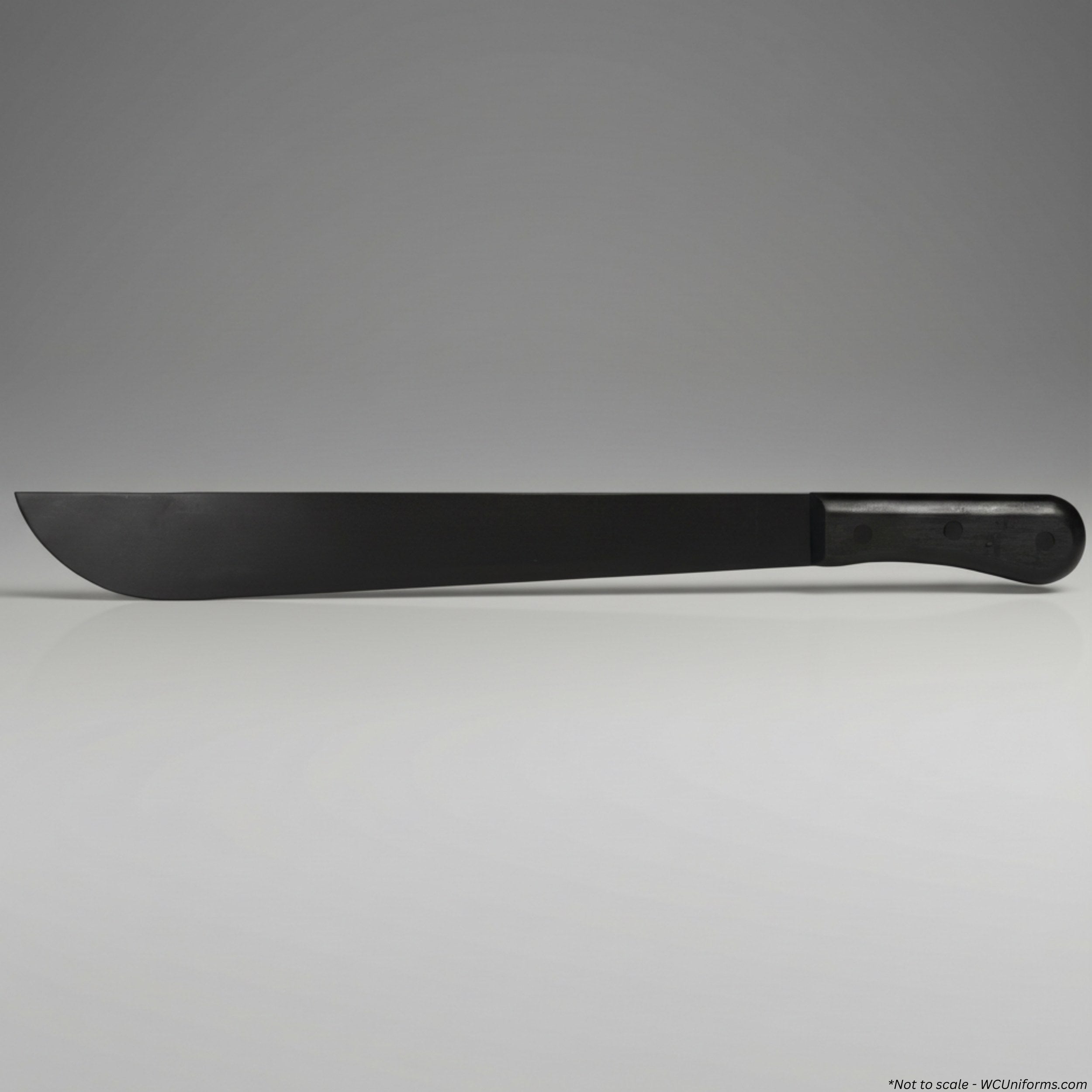 Black training machete on a gray background