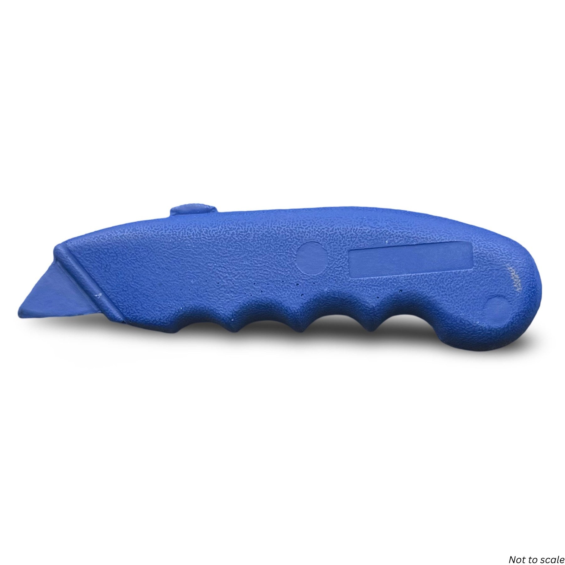 Blue plastic knife on a white background