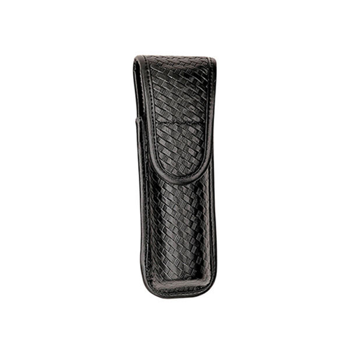 Safariland Model 7907 OC/Mace Spray Holder in black leather-like finish with secure flap. Ideal for MK-3 and MK-4 canisters.
