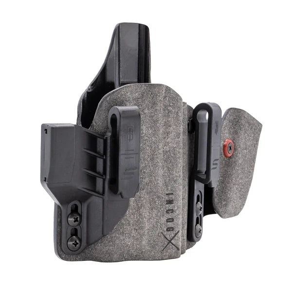 Safariland Incog X gray Glock 17/19 IWB holster with RDS and large-light compatibility, front-angle view