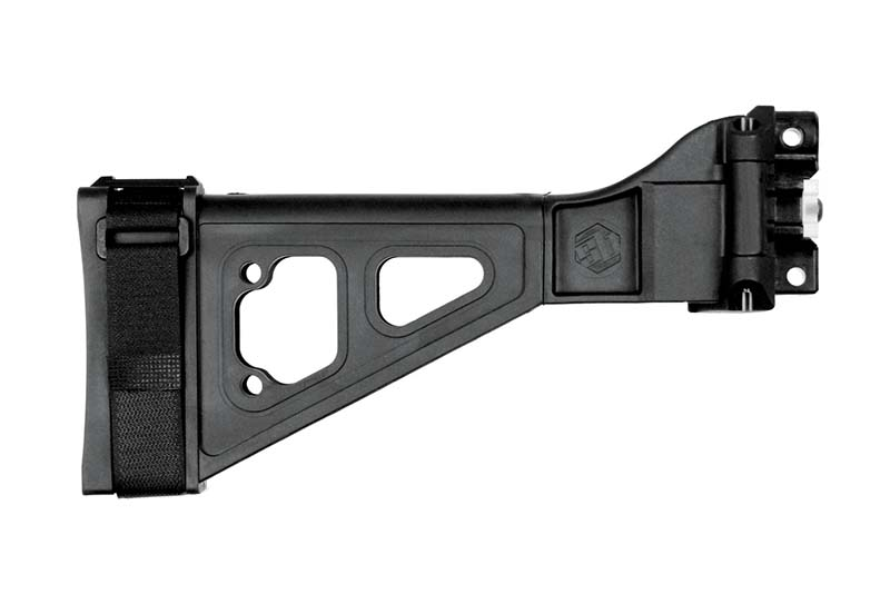 SB Tactical SBT5K side folding brace with molded polymer design and QD socket for MP5K models.