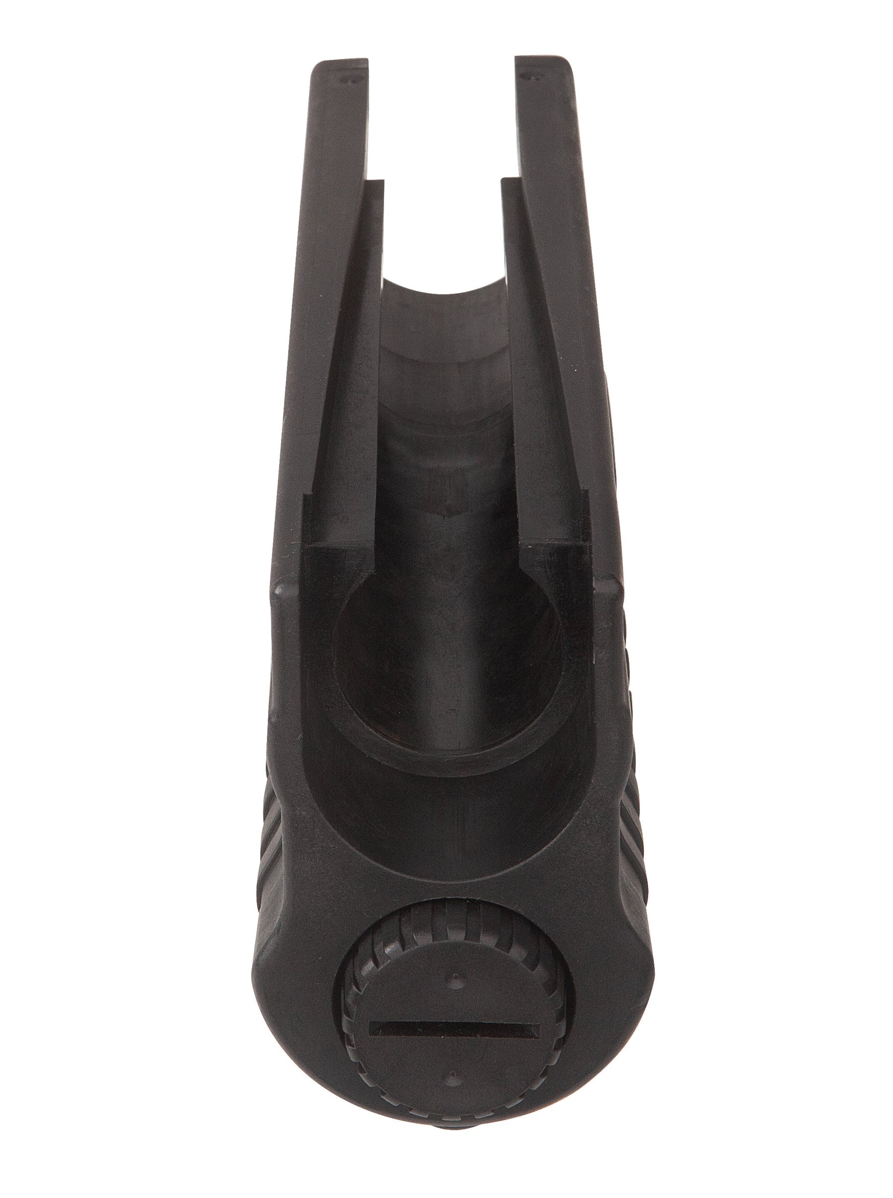 Top view of Nightstick SFL-11WL Shotgun Forend Light for Mossberg 500 590 Shockwave, 1200-lumen LED, waterproof black forend with rubber grip and included hardware