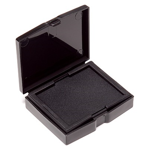 Compact black fingerprint ink pad case for easy portability and storage, ideal for taking fingerprint impressions.