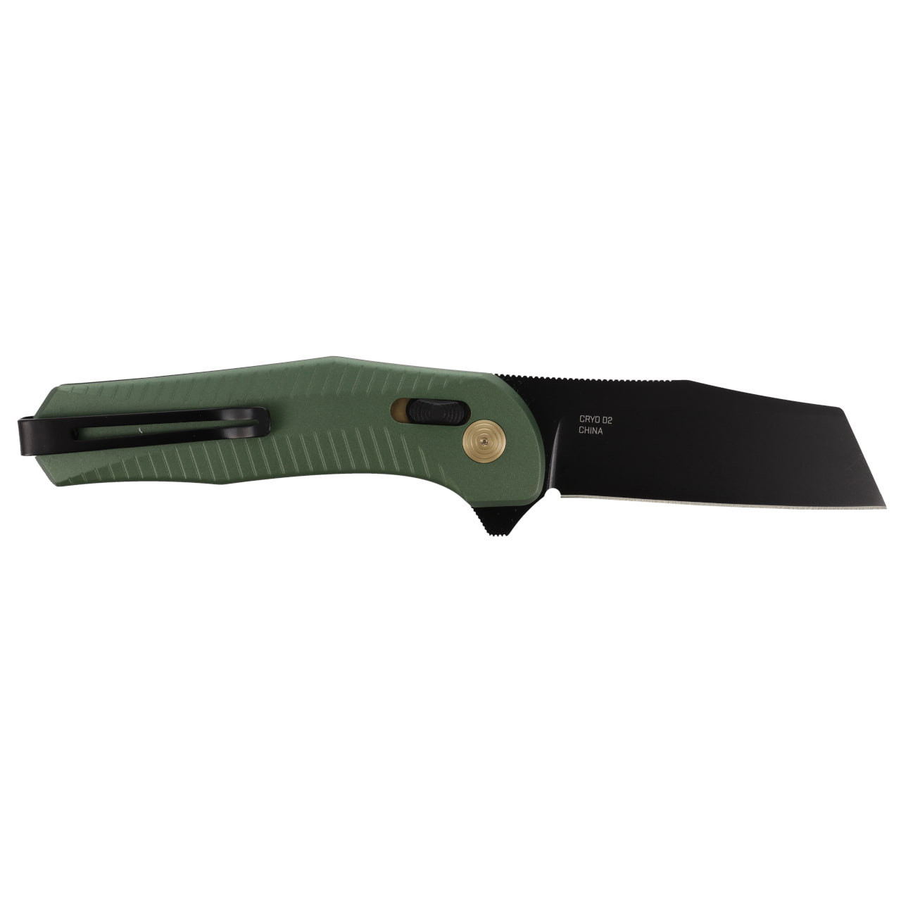SOG Diverge XR Sheepsfoot folding knife in forest green and black with ergonomic handle and D2 steel blade.