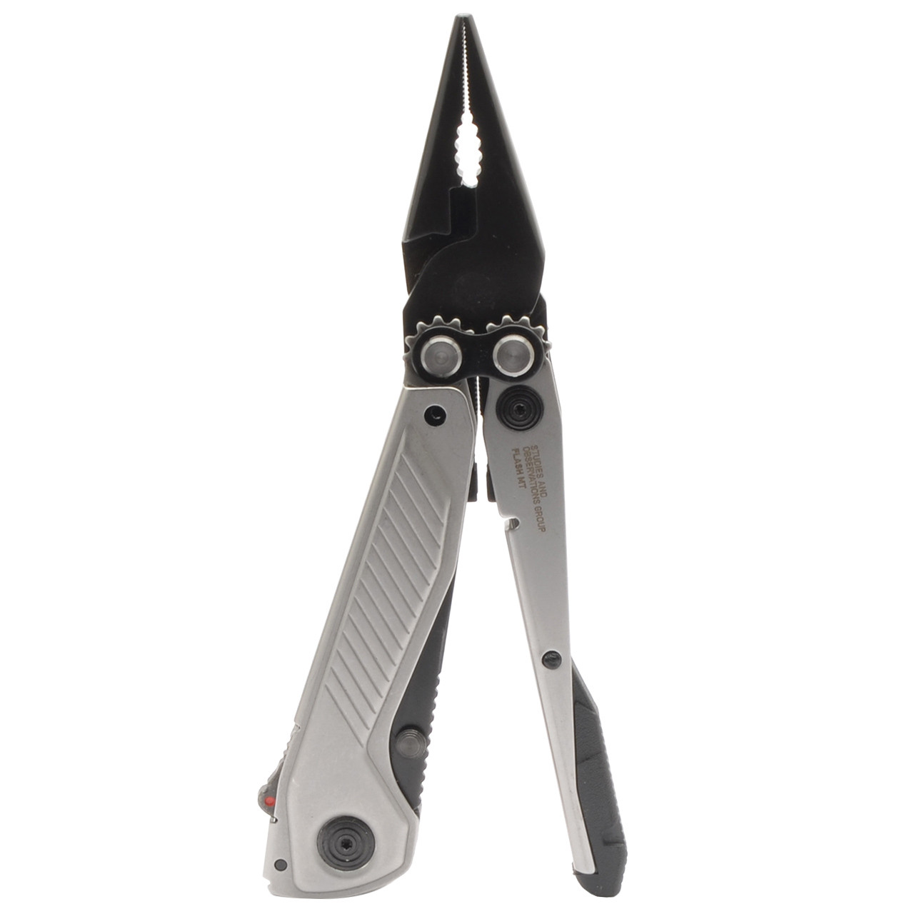 SOG Flash MT multi-tool in silver and black, featuring pliers and compact design for everyday use.