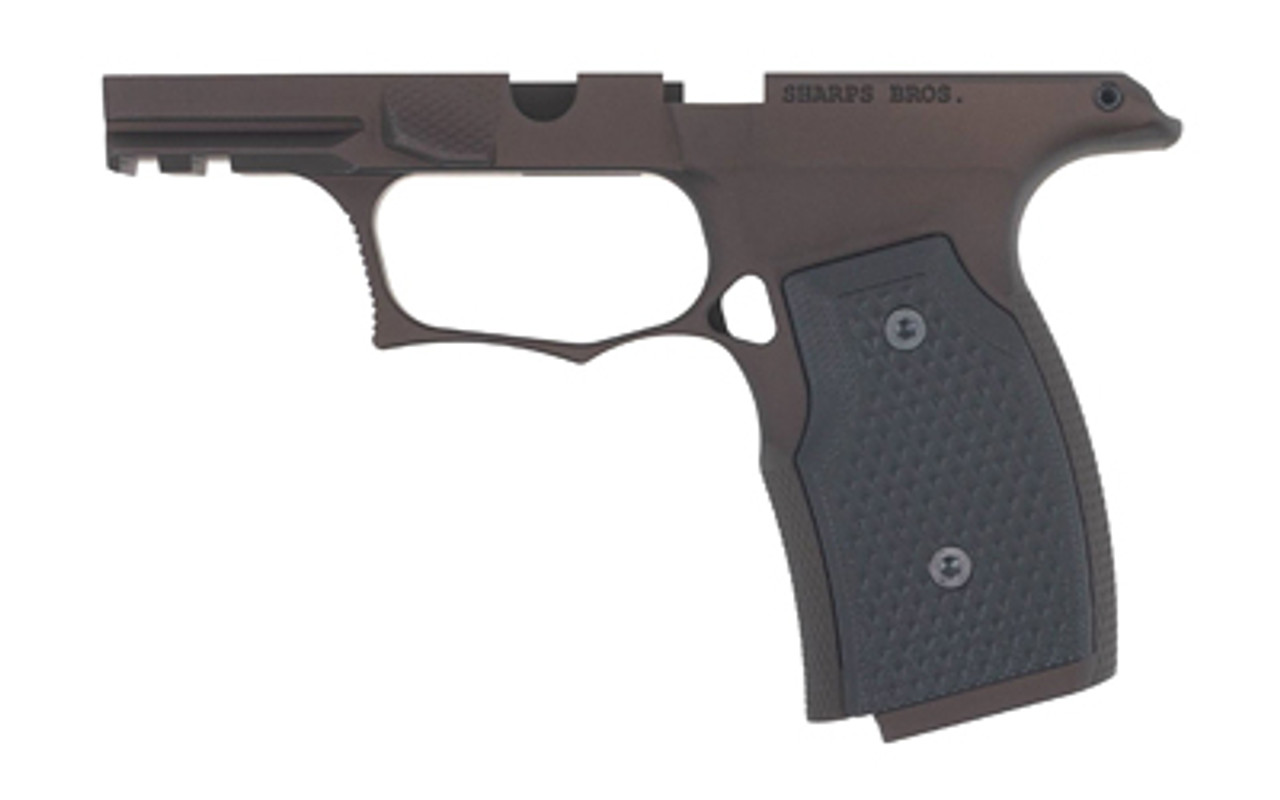 Sharps Bros Sig P365X / P365XL frame in Olive Drab Bronze with Black G10 grip panels for enhanced comfort and control.