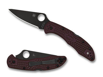 Spyderco Delica 4 Lightweight knife featuring Micro-Melt PD#1 steel and a burgundy textured handle.