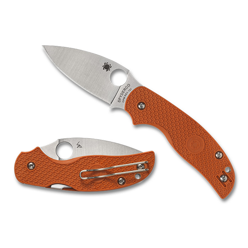 Spyderco Sage 5 knife with burnt orange handle and CPM REX 121 blade, showcasing lightweight design and exceptional edge retention.