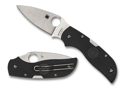 Spyderco Chaparral Lightweight folding knife with black handle and stainless steel blade, showcasing sleek design and functionality.