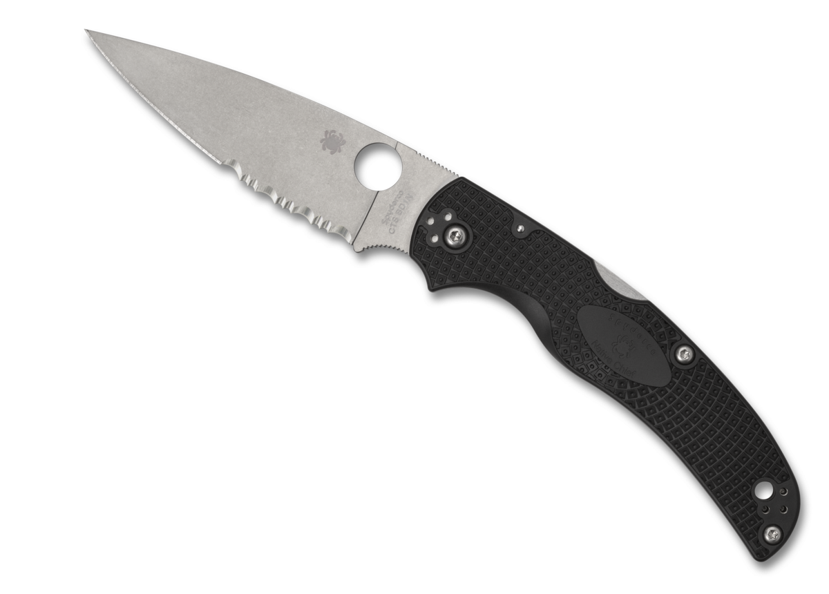 Spyderco Native Chief Black Lightweight knife with a slim profile and fiberglass-reinforced nylon handle.