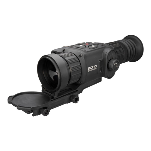 SIG SAUER ECHO thermal scope with adjustable eyepiece, wide lens, and removable lens cap for enhanced visibility and accuracy.