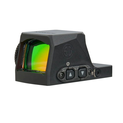 SIG SAUER ROMEO-X enclosed pro 3 MOA red dot sight with green lens and control buttons, perfect for P320 and DeltaPoint PRO.