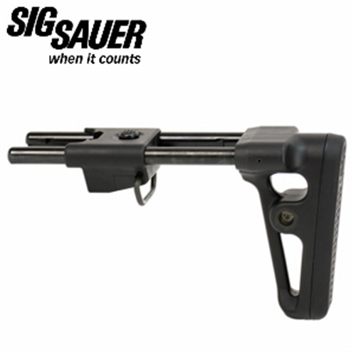 SIG SAUER MCX/MPX collapsible stock showcasing adjustable design for enhanced versatility and comfort.