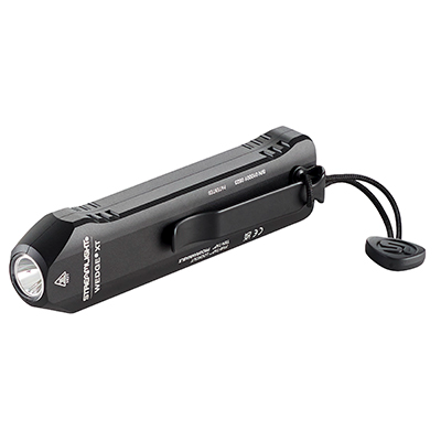 Streamlight Wedge XT flash light with USB-C rechargeable battery and intuitive tail switch for easy one-handed operation.