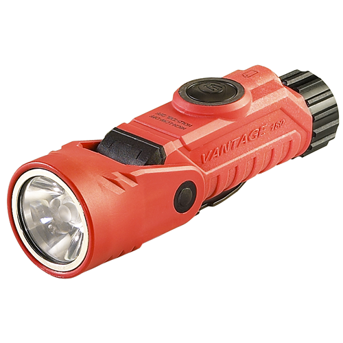 Streamlight Vantage 180 X lightweight flashlight with C4 white LED and rear blue LED for enhanced visibility.